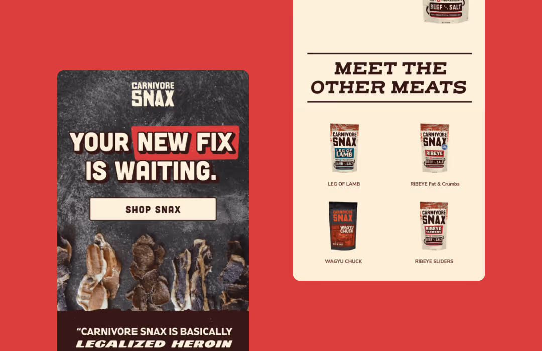 An email from Carnivore Snax showcasing customers' favorite products.