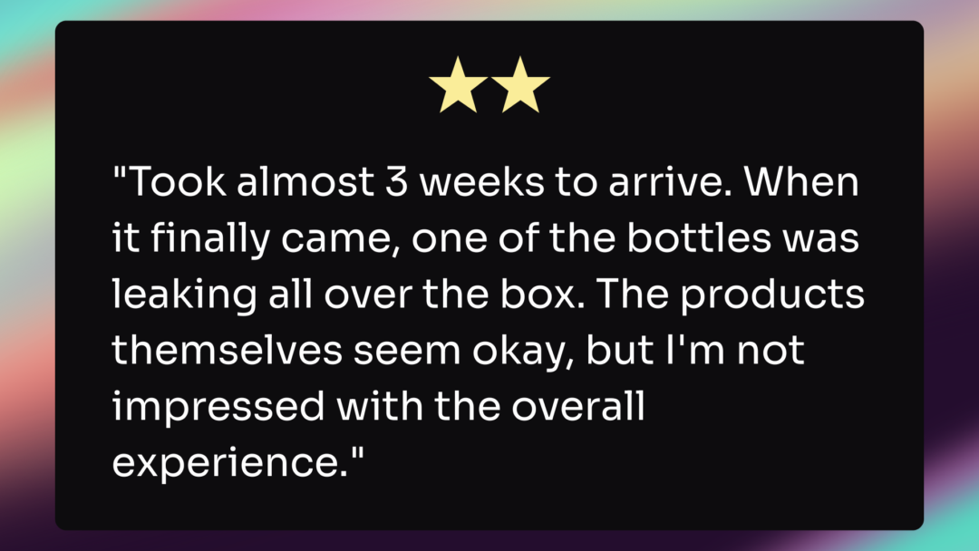 An example of a customer review.