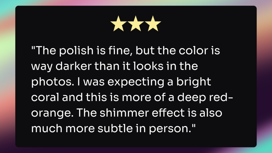 An example of a customer review.