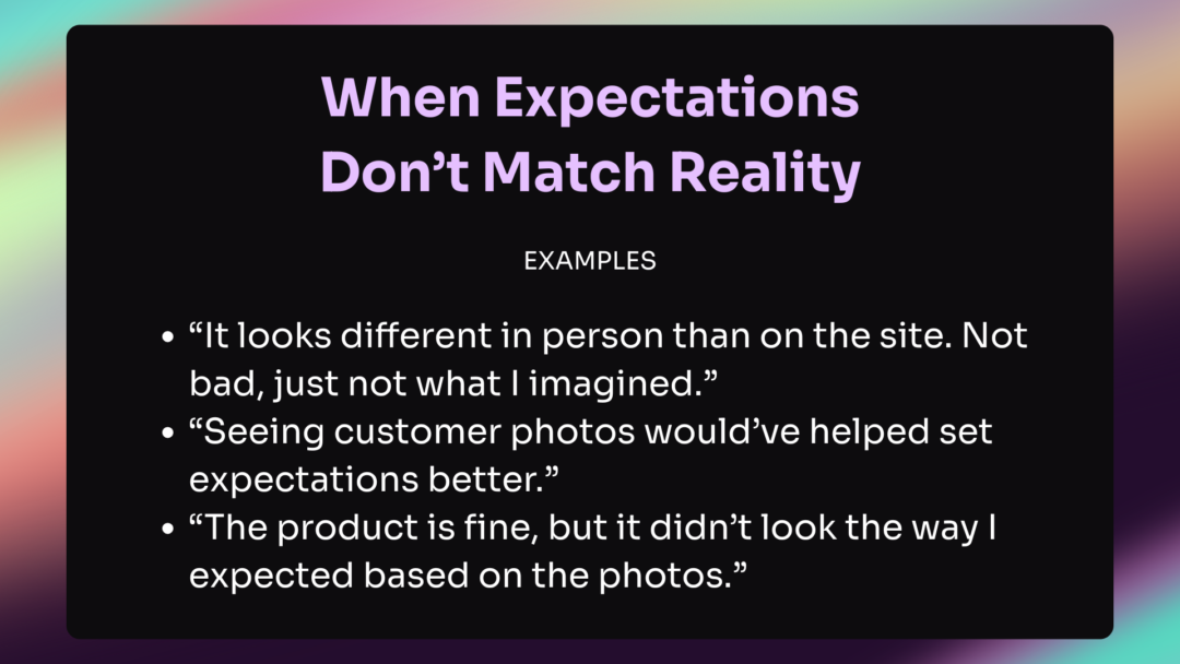Examples of expectation issues in reviews.