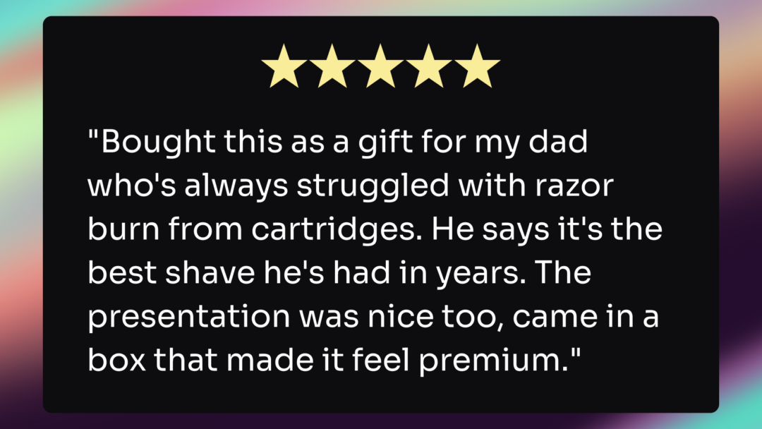 An example of a customer review.