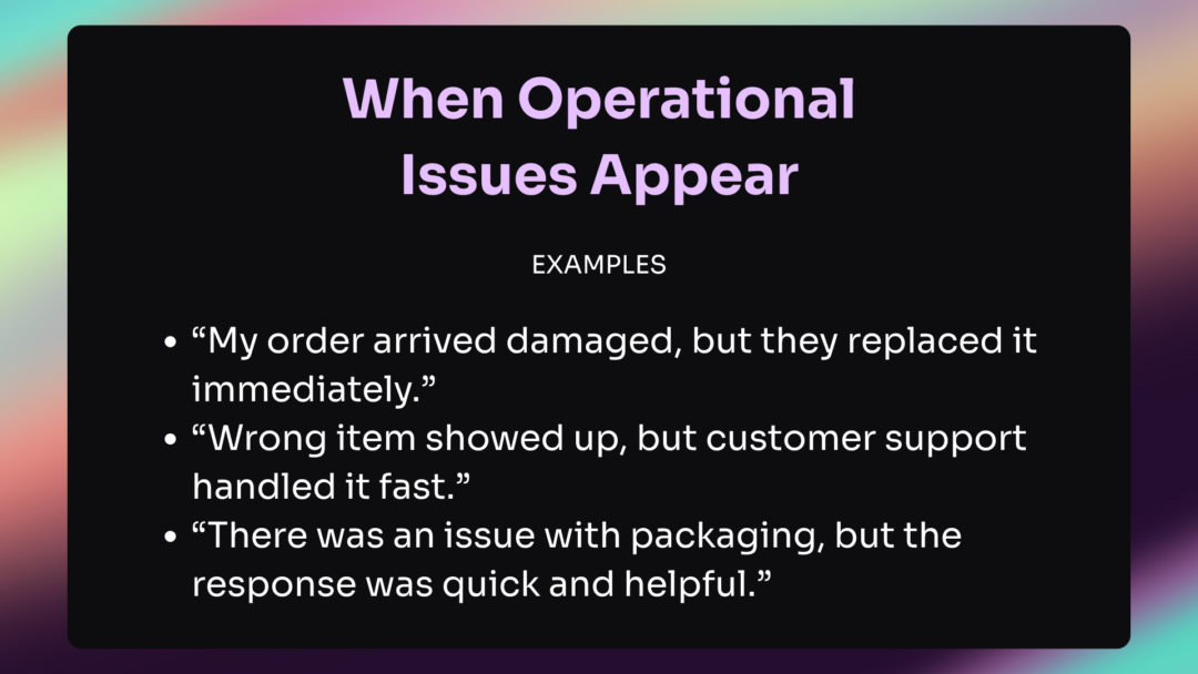 Examples of operational issues in reviews.
