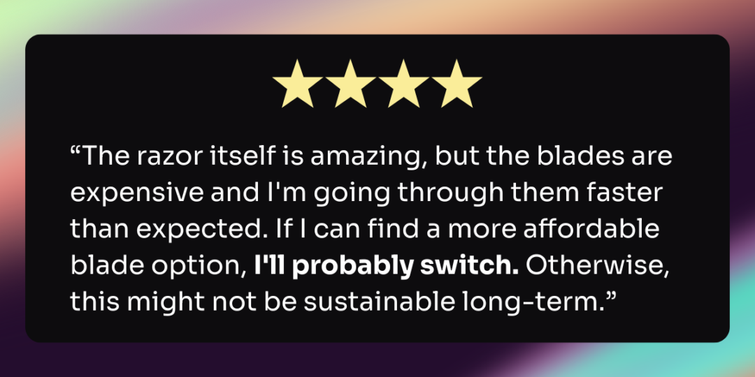 A sample customer review.